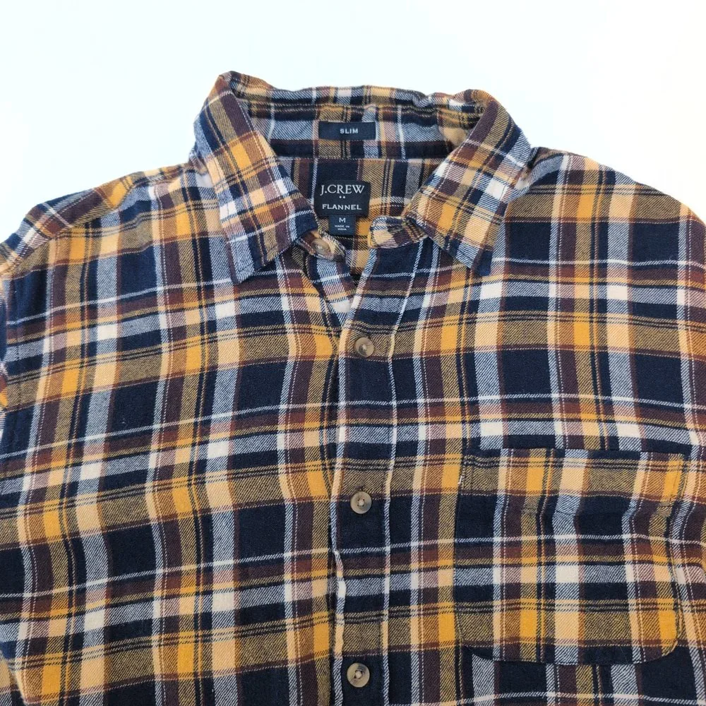 J.Crew Men's Blue‎ Plaid Button-Down Shirt - Size M